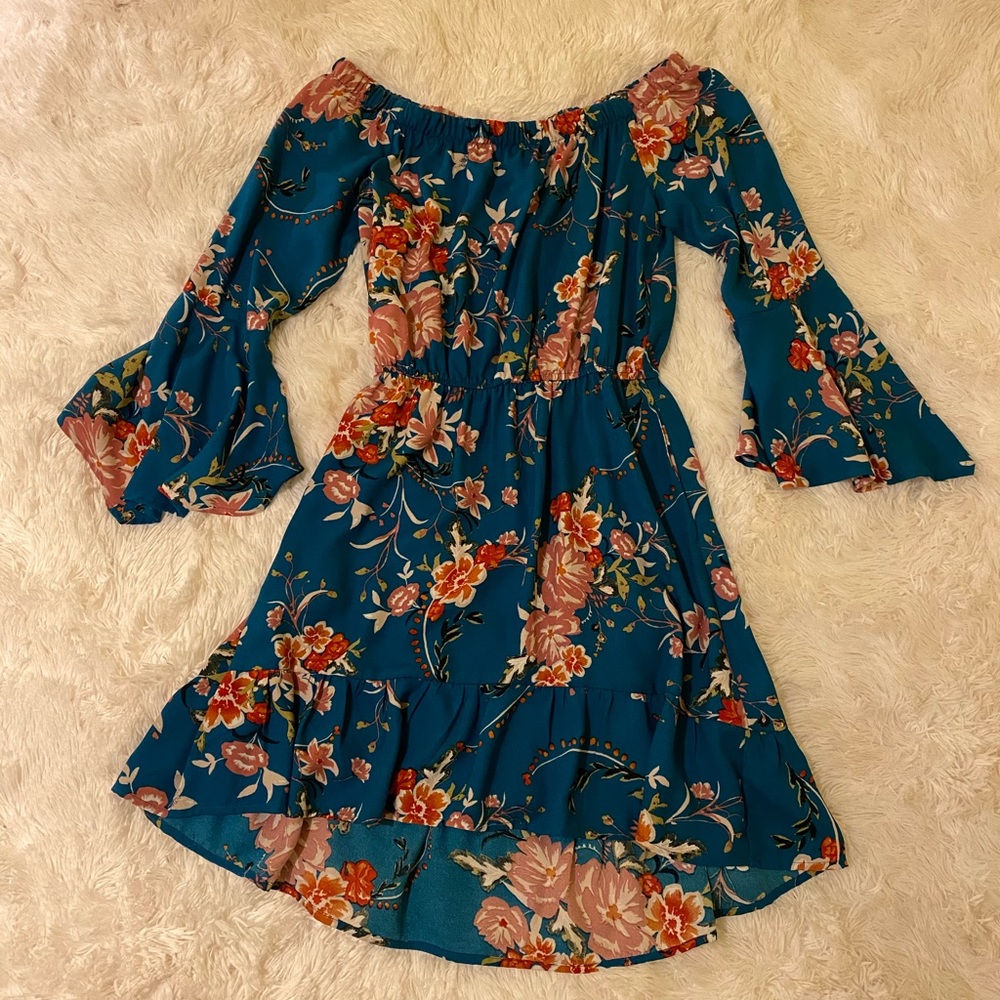 Teal Floral Dress